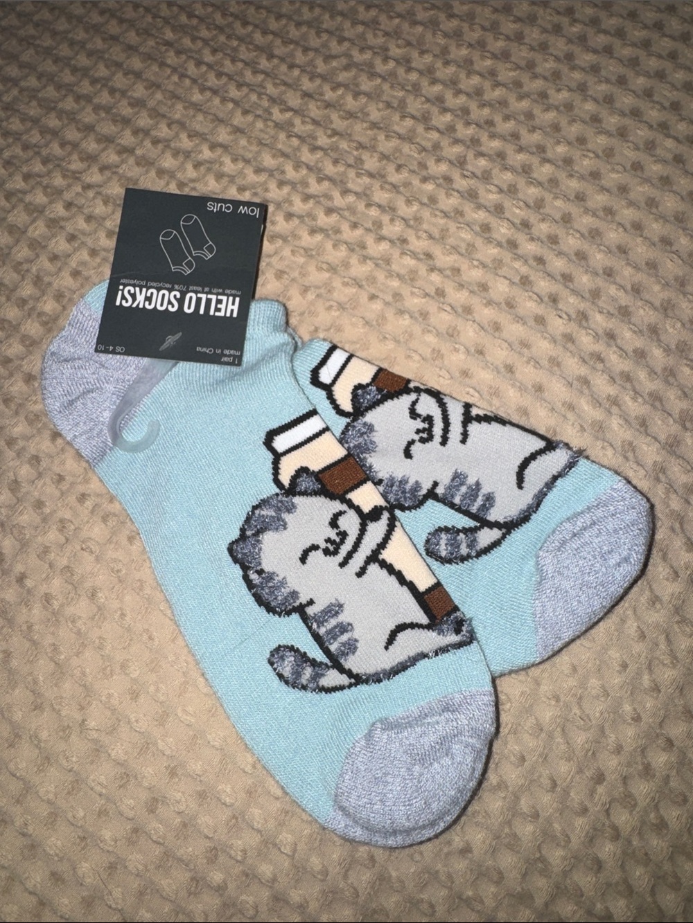 Target Light Blue Cat & Coffee Low Cut Socks
